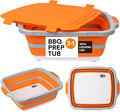 Tiawudi Large Collapsible BBQ Prep Tub with Locking Lid Basket for Meal Prep Marinating Food Storage Plastic Cutting Board(4.22 Gal/16L) Camping Sink with Colander Dish Basin