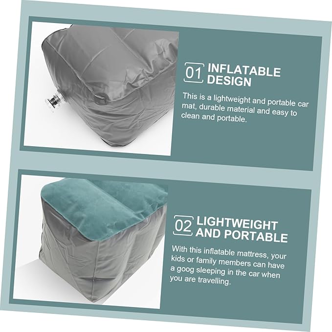Happyyami Inflatable Car Air Bed Mattress Portable Travel Camping SUV Sedan Rear Seat Cushion Durable Lightweight Easy Clean Comfortable Rest Random Color