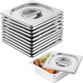 Generic Stainless Steel Steam Table Pan Dustproof Cover 10 Pcs 1/6 Steam Table Pan Lids Universal Pan Lid With Handle For Hotels Restaurants Parties Catering Services