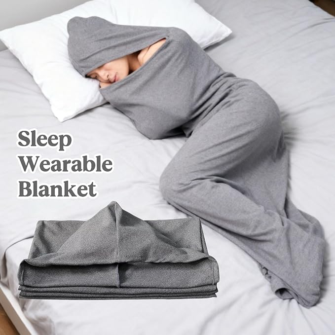Wearable Sleep Blanket Hooded Sleep Adult Cozy Breathable Portable Sleeping Bag for Wearing At Home Or Camping Trips