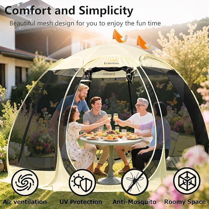 Pop Up Screen House 12.5'x12.5' Outdoor Screen Tent for Camping Screened Gazebo with Mosquito Netting Carry Bag