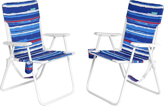 SUNNYFEEL Tall Folding Lawn Beach Chair Lightweight Portable Sand Chair for Adults Heavy Duty 300 LBS with Cup Holders Foldable Camping Lawn Chairs for Camp/Outdoor/Travel/Picnic/Concert/Sports