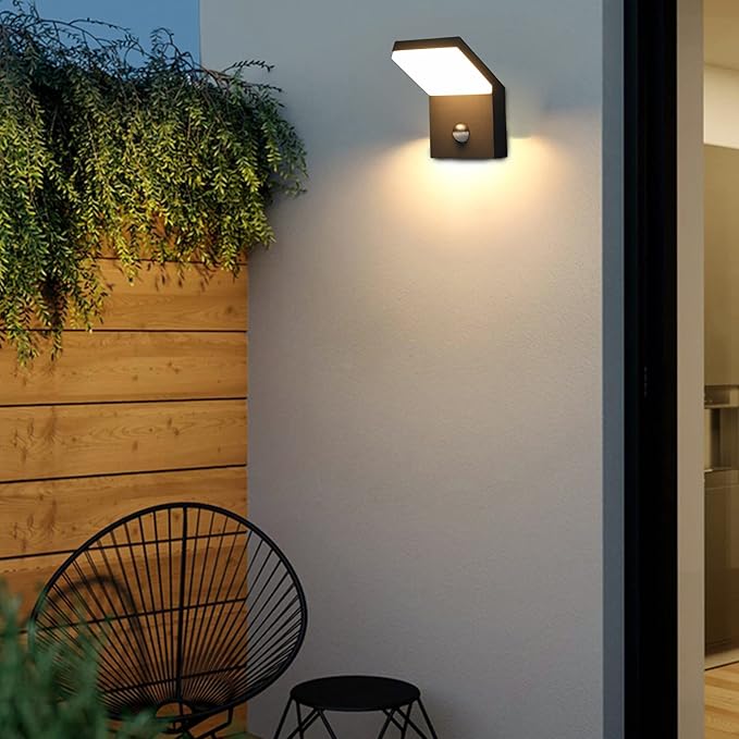 2 Pack Outdoor Motion Sensor Wall Sconce Light LED Modern Exterior Porch Light Fixture IP54 Waterproof for House Garage Patio Decoration1800LM
