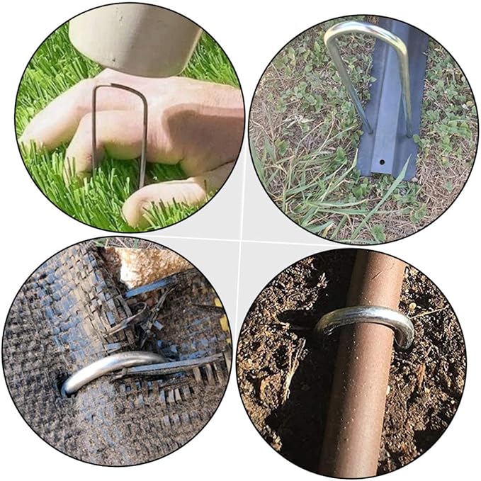 4Pcs Heavy Duty U Shape Steel Tent Stakes Durable Camping Ground Nails for Secure Garden Edging Tent Installation Easy to Use for Hard Soil and
