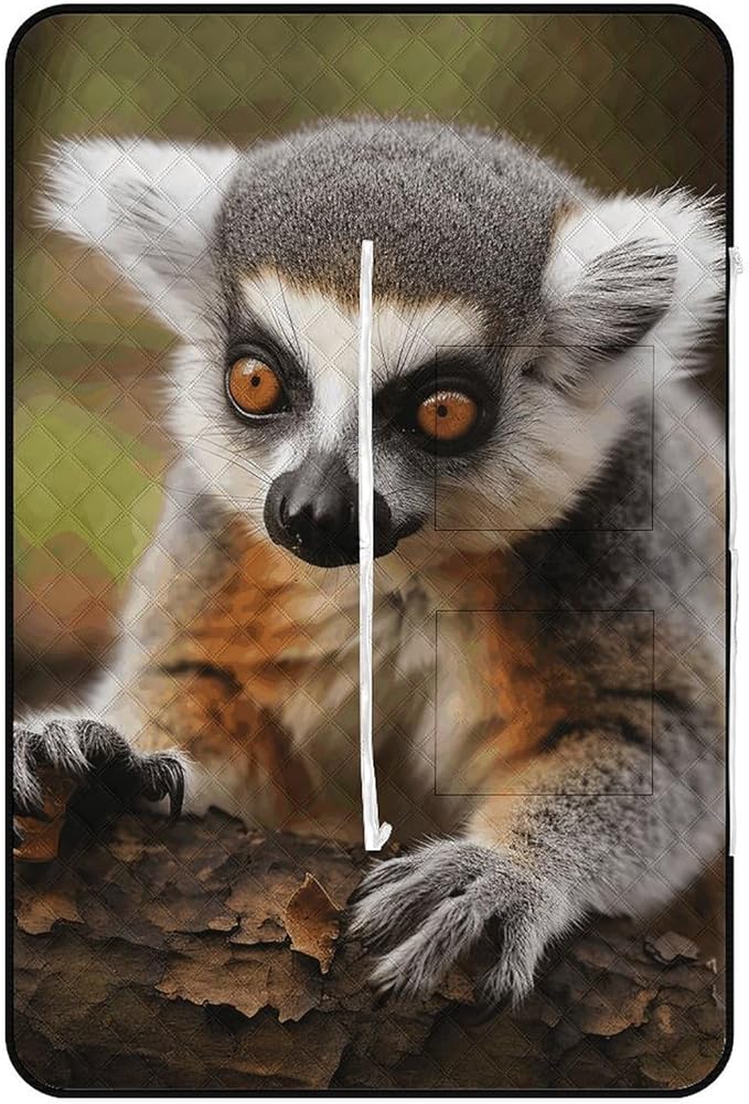 Zipper Monkey Lemur Cute Style Picnic Mat Suitable for Travel Camping Park Or Home Use