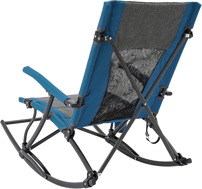 Folding Rocking Camping Chair with Foot Rest Portable Rocker Chair for Patio Lawn and Outdoors Heavy Duty Foldable Outdoor Chair for Adults Supports 330lbs