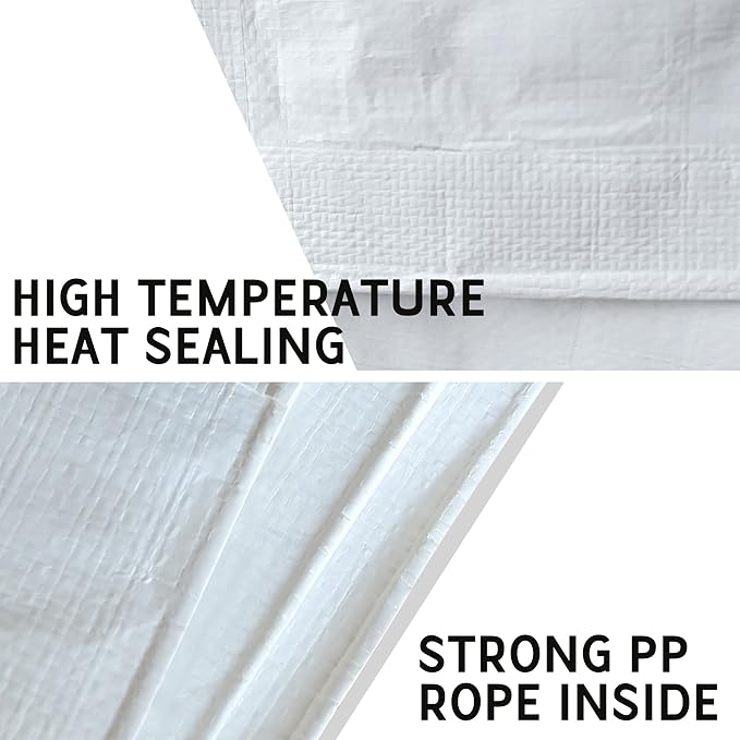 STARPYNG-7 Mil White 20x25 Feet Tarp-Multifunctional White Waterproof Tarpaulin-Waterproof UV Resistant Rip and Tear Resistant Poly Tarpaulin with Reinforced Edges for Cover
