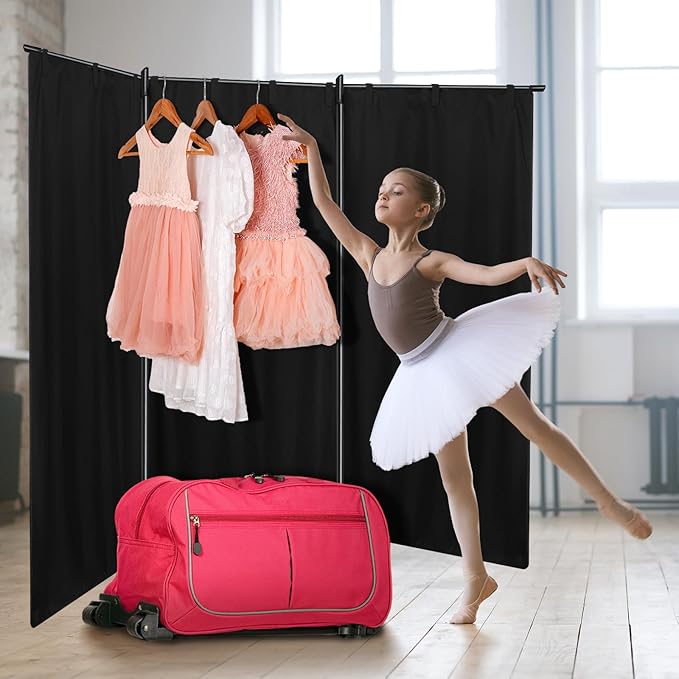 Expandable Privacy Curtain for Dance Bag Suitcase Portable Changing Room Curtain Without Bag and Rack Partition Screens for Dancer Backstage Accessories Camping Window(78.7 x 51 Inch)