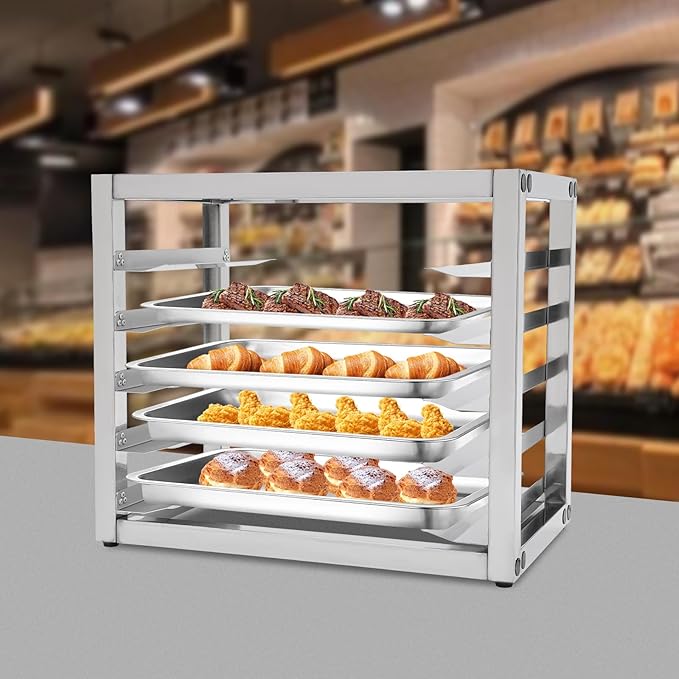 Pan Rack 5-Tier Tabletop Stainless Steel Baking Tray Racks with 4-Non-slip Feet and Allen Key Portable Floor Mount Bakery Rack Commercial Sheet Pan/Bun Pan Rack for Bakeries (21 x 13 x 18 inches)