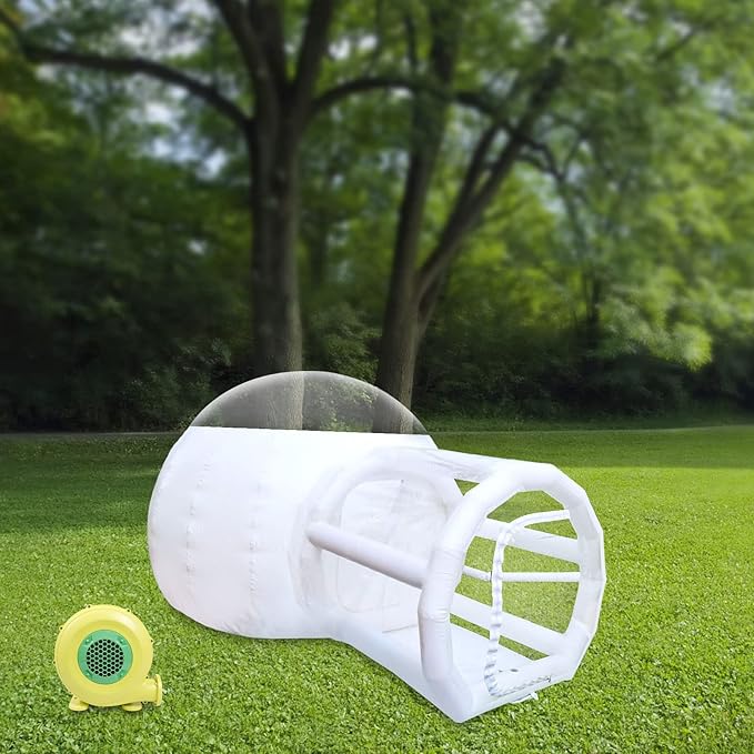 Transparent Inflatable Bubble Tent Luxury Single Tunnel Bubble House Dome Greenhouse Tent with Blower 110V 350W for Outdoor Family Camping Backyard Party Festivals Stargazing
