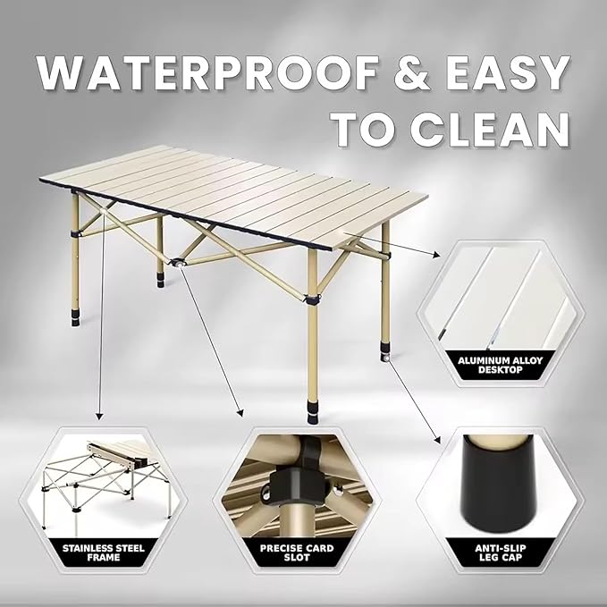 5-Piece Camping Table and Chair Set – Portable Table and Foldable Chairs with Storage Bags Portable and Lightweight - Camping Chair with Table SetYellow