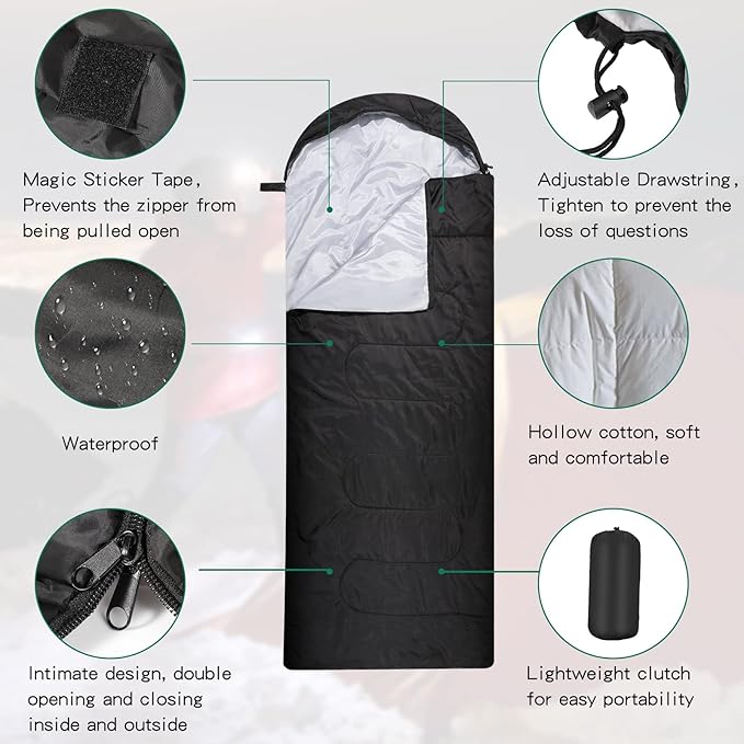 Tudomro 16 Pack Bulk Sleeping Bags for Adults Lightweight Waterproof Camping Sleeping Bags with Compression Sack for Camping Backpacking Hiking Travel Emergency Use