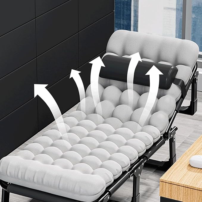 Oxford Cloth Camping Cot 4-Position Folding Chaise Lounge Chair Portable Folding Bed with Thick Mattress Lightweight Tent Cot