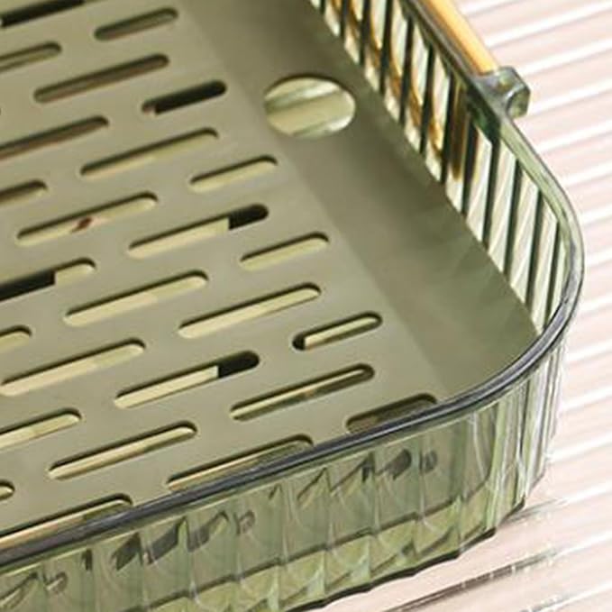 flexman Drainable Storage Tray Double Layers Efficient Draining Drain Tray with Portable Handle 2 Tier Non Slip Serving Tray Cup Dish Drying Rack for Sink Coffee Table