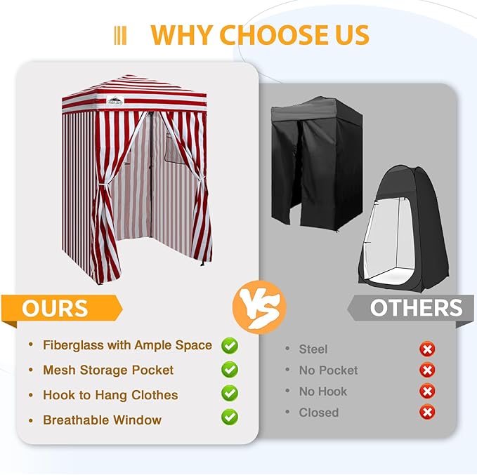 EAGLE PEAK Flex Ultra Compact 4x4 Pop-up Canopy Sun Shelter Changing Room Portable Privacy Canopy Cabana for Pool Fashion Photoshoots or Camping Red/White