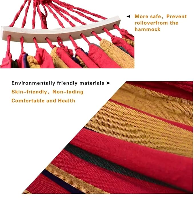Camping hammocks Single Camping Hammock 450lbs Durable Canvas Fabric with Two Anti Roll Balance Beam and Sturdy Metal Knot Tree Straps for Backpacking Travel Beach Backyard + Travel Bag