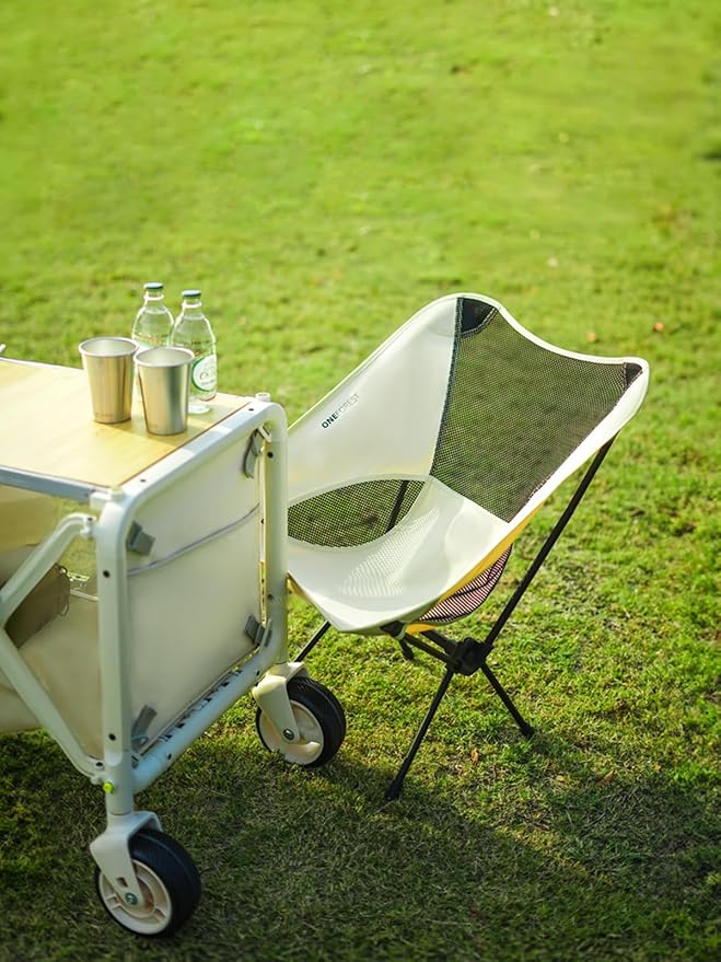 ONEFOREST Camping Chair Foldable Portable Backpacking Chair for Beach Camp Hiking Outdoor Sport Beige