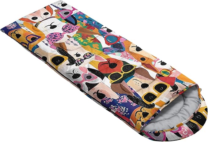 AILONEN Cartoon Camping Sleeping Bag for Boys Girls AdultsLightweight &amp Waterproof3 Season Warm &amp Cold WeatherPortablePrinted Sleeping BagTravelingCampingHiking