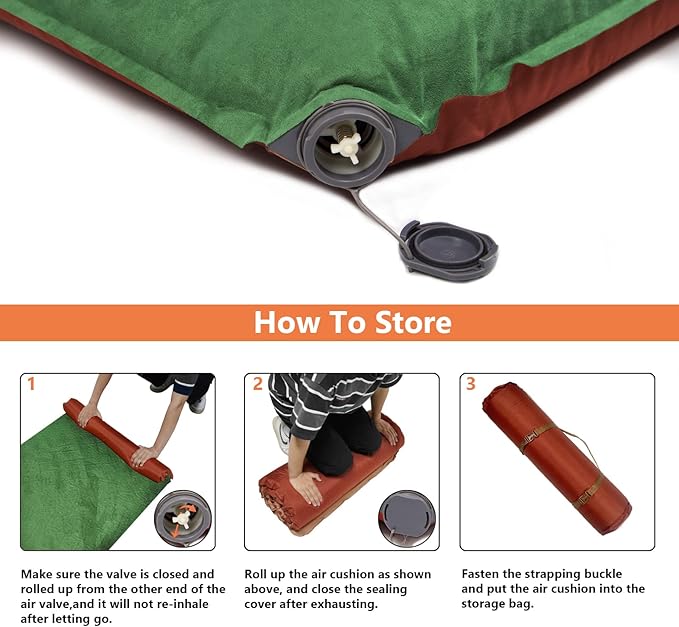 C·WILDYFIELD 4 INCH Thick Self Inflating Sleeping Pad with 9 R Value Foam Camping Mattress Ultra Thick Comfort Camping Mattress Inflatable Foam Camping Pad Portable Comfortable Sleeping Pad