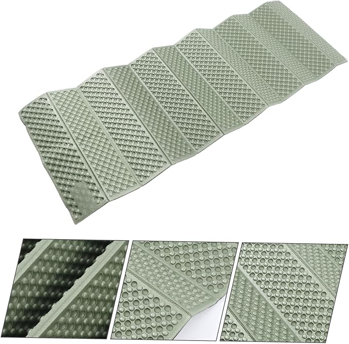 Water-Resistant Folding Camping Pad with Aluminum Foil Coating Thick Outdoor Sleeping Mat for Hiking Picnic Crawling and Tent Floor Protection in Green