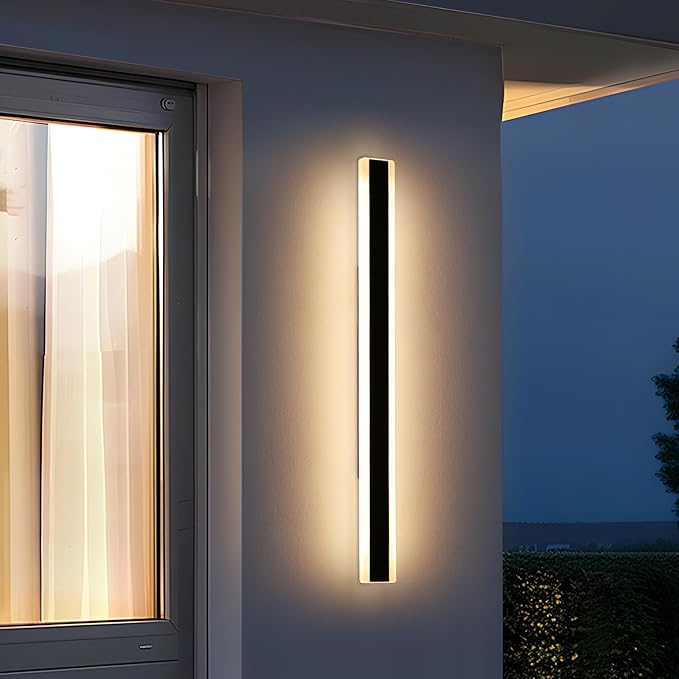 57inch Modern Outdoor Wall Sconce 3 Color 3000K/4500K/6000K 50W IP65 Waterproof Outside Long Wall Lights Minimalist Linear Wall Lamp Lighting for Balcony Patio Porch Garage