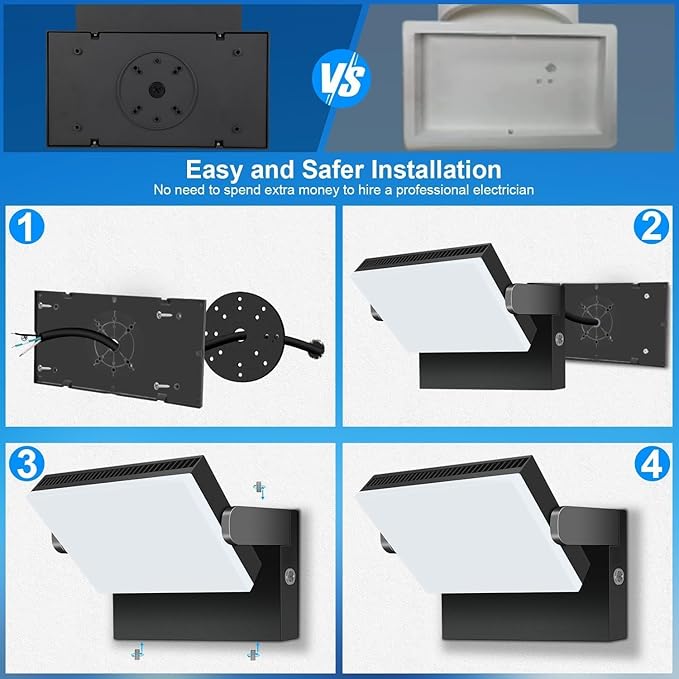 ledmo 150W LED 360° Rotatable Flood Lights Outdoor Adjustable Head Exterior Lighting Fixture 5000K Waterporof Commercial Security Wall Pack for Yard Garage Barn House 4 Pack