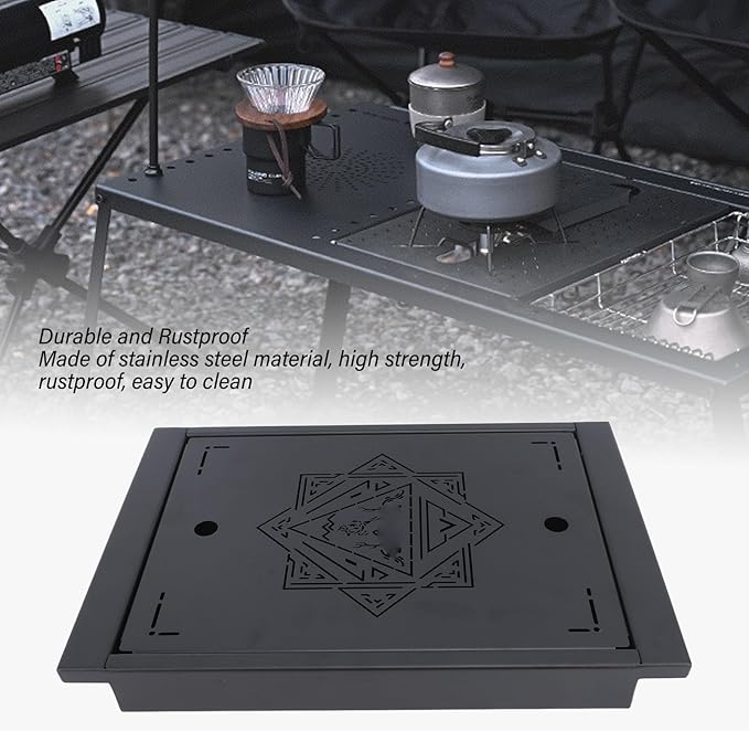 Topyond Camping Table Board Portable Picnic Desk for Spider Stove Outdoor Stainless Steel Camping Table Board with Easy Carrying Bag for Indoor Picnic Grill Backyard Beach BBQ Party Patio