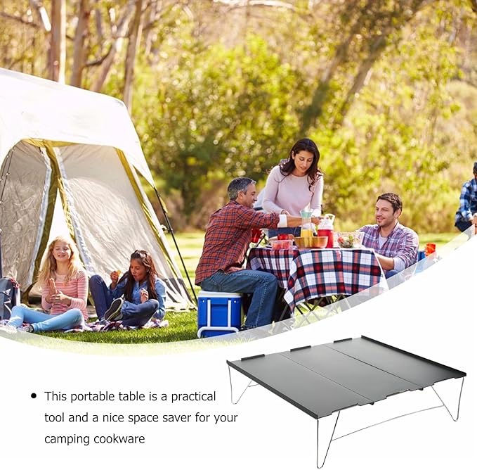 VILLCASE Foldable Picnic Table Aluminum Alloy Outdoor Camping Desk Lightweight Portable Beach Table for Hiking and Picnic Use