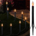 SUNSGNE Halloween Pathway Marker String Lights - 19.5Ft Outdoor Walkway Lights with 10 Black Blood Tears Candle Light Stakes for Lawn Yard Sidewalk Garden Decoration