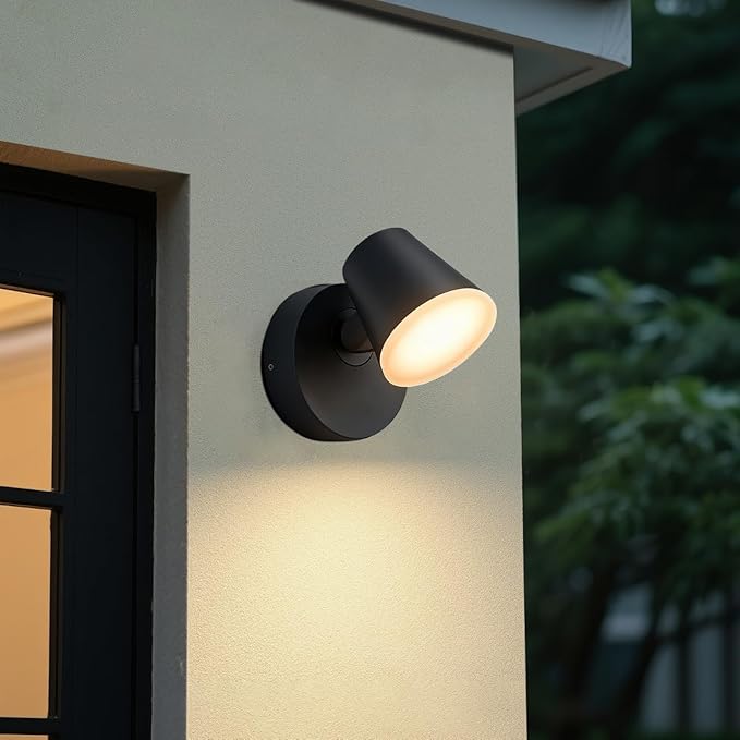 Aliminium Outdoor Wall Light350° Rotation Modern IP65 Waterproof &amp Rust-Proof Wall Lamp for Patio Garage Black (Classic)