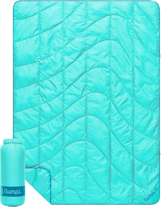 Rumpl Travel Puffy Blanket Ultra-Packable Travel-Size Warmth and Comfort Seafoam