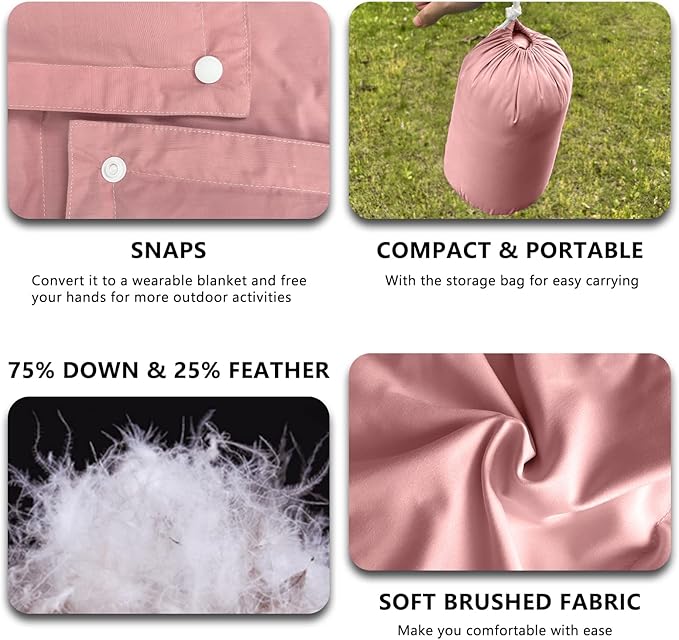 zzlamb Puffy Down Camping Blanket Water-Repellent Down Throw Travel Blanket Portable for Outdoor Light Warm Quilt for Couch Plane Car Theater Stadium Picnic RV Backpacking Hammock