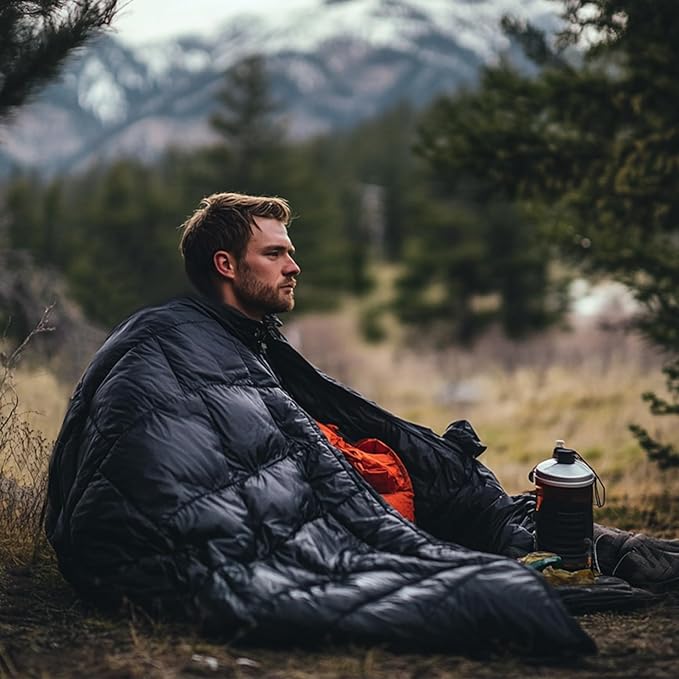 Down Camping Blanket - Lightweight Packable Outdoor Blanket Water Resistant Camping Quilt for Hiking Travel Hammock Warm and Compact Backpacking Quilt with Stuff Sack for Cold Weather