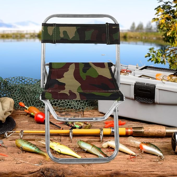 Portable Folding Chair Large Size Lightweight Camping Seat for Outdoor Fishing Hiking Garden Use Camouflage Collapsible Seat