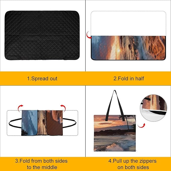 Zipper Beach Maui Hawaii Sunset Sea Waves Clouds Style Picnic Mat Suitable for Travel Camping Park Or Home Use