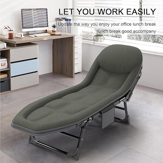 Camping Cot for Adults with Cushion Portable Folding Camping Cot 5-Position Folding Chaise Lounge Chairs（A-200x64x32cm）