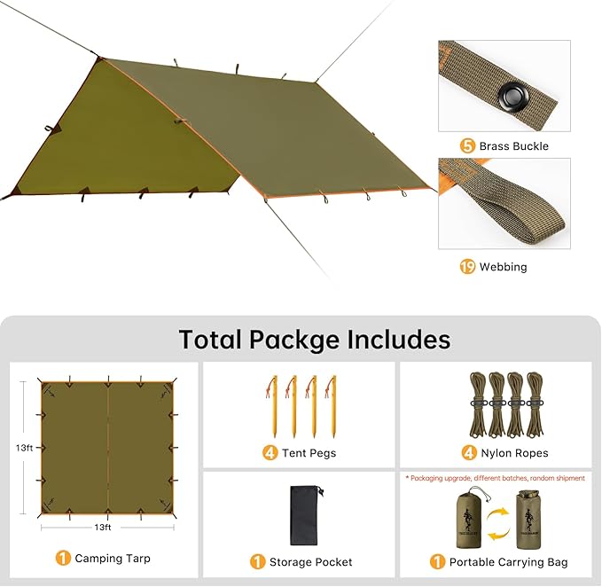 Free Soldier Waterproof Portable Tarp Multifunctional Outdoor Camping Traveling Awning Backpacking Tarp shelter Rain Tarp