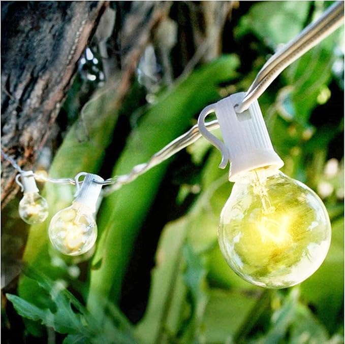 Abeja 50Ft Outdoor Patio String Lights with 53 Clear Globe G40 BulbsUL Listed for Patio Porch Backyard Deck Bistro Gazebos Pergolas Balcony Wedding Gathering Parties Decor White