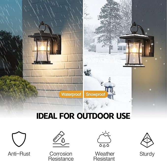 Outdoor Lighting Fixtures Wall Mount 1-Light 15''H Dusk to Dawn Exterior Light for House Outdoor Wall Lantern with Clear Glass for Front Porch Patio Garage (15'' H with Outlet 1 PC)