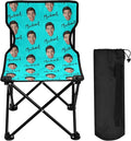 Sinestour Cyan Custom Photo Folding Camping Chair for Teen Child Personalized Name 14.6×14.6in Portable Outdoor Chair with Carry Bag for Picnic Barbeques Beach