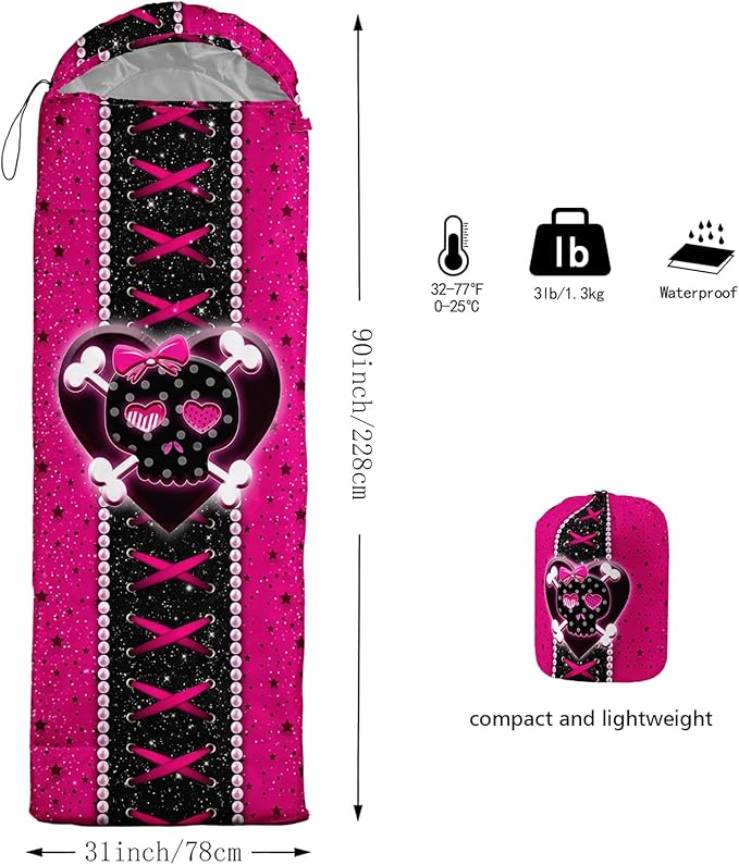 QOOMO Camping Sleeping Bags3 Season Warm &amp Cool WeatherLightweightWaterproof Sleeping Bags for Adults &amp KidsTravelingand OutdoorsCamping Gear Equipment