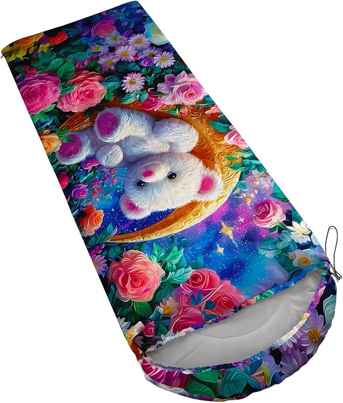 AILONEN Cartoon Camping Sleeping Bag for Boys Girls AdultsLightweight &amp Waterproof3 Season Warm &amp Cold WeatherPortablePrinted Sleeping BagTravelingCampingHiking