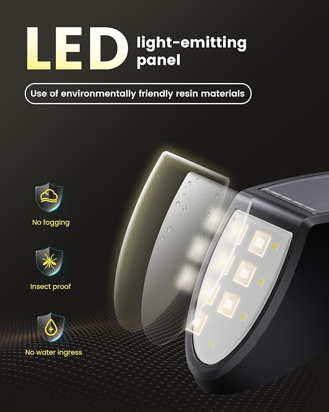 8 Pack Outdoor Fence Solar Lights IP68 Waterproof Solar Step Lamps for Backyard Garden Pathway Porch Patio Driveway Walkway Railing - Yellow Light
