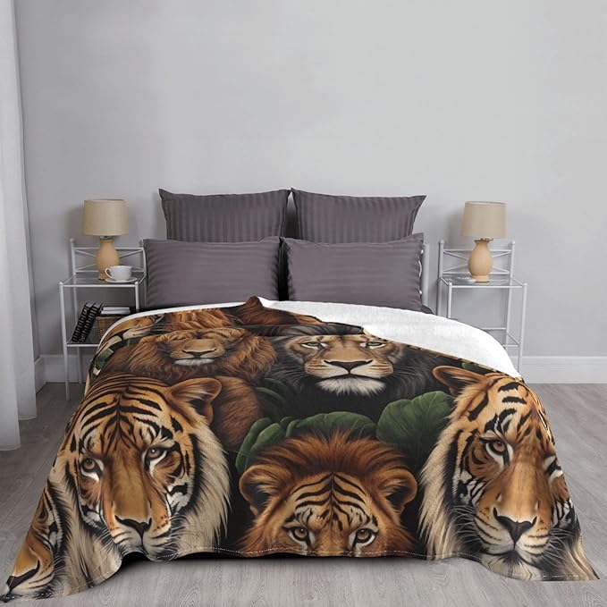 King of The Jungle Soft Fleece Blanket 60 * 50 inch Soft Sofa Blanket Suitable for Sofa Camping Travel Night Cover Blanket