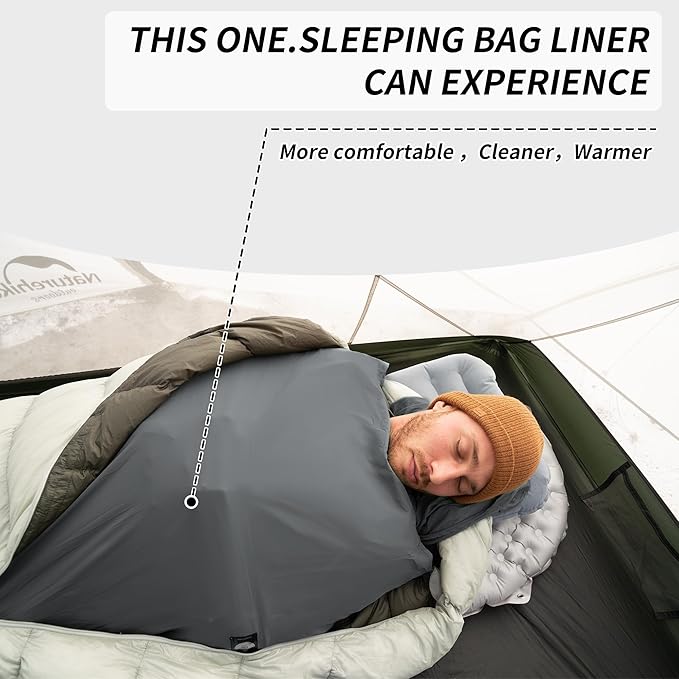 Naturehike 4.5oz Ultralight Washable Sleeping Bag Liner Lightweight Adult Sleep Sack &amp Travel Sheets for Backpacking Hotel Camping Hostels ZY20