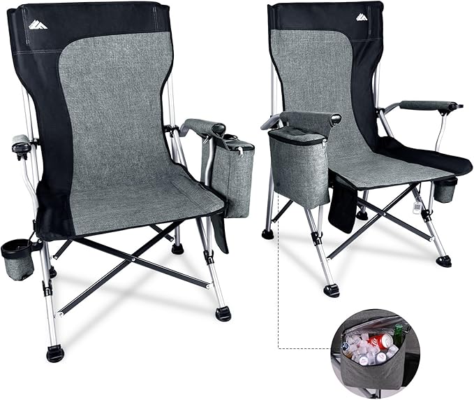 Ablazer 2 Pack Camping Chairs for Adults Portable Hunting Chair Supports 350lbs Oversized Heavy Duty Folding Chair for Camping Padded Seat Outdoor Lawn Folding Chair with Side Pockets