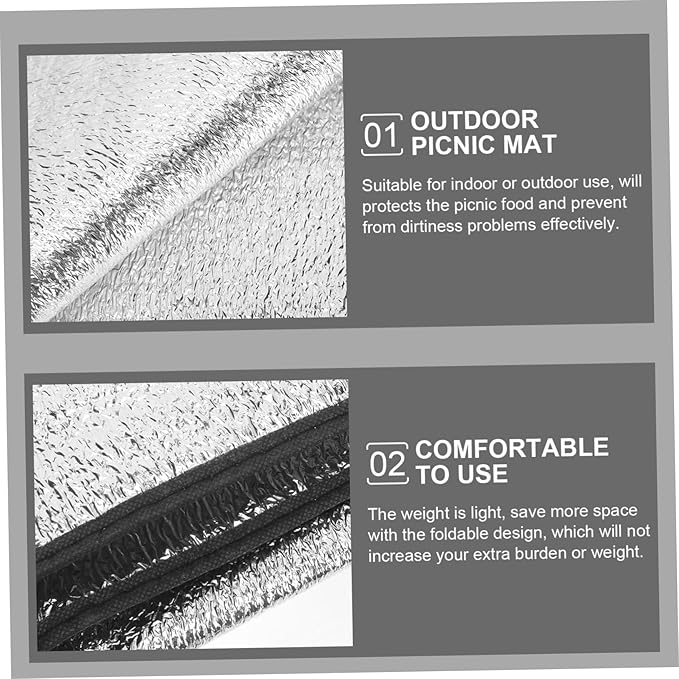 Outdoor Picnic Blanket Thickened Camping Mat Dual Sided Foil for Beach Hiking and Family Picnics Includes Carry Bag