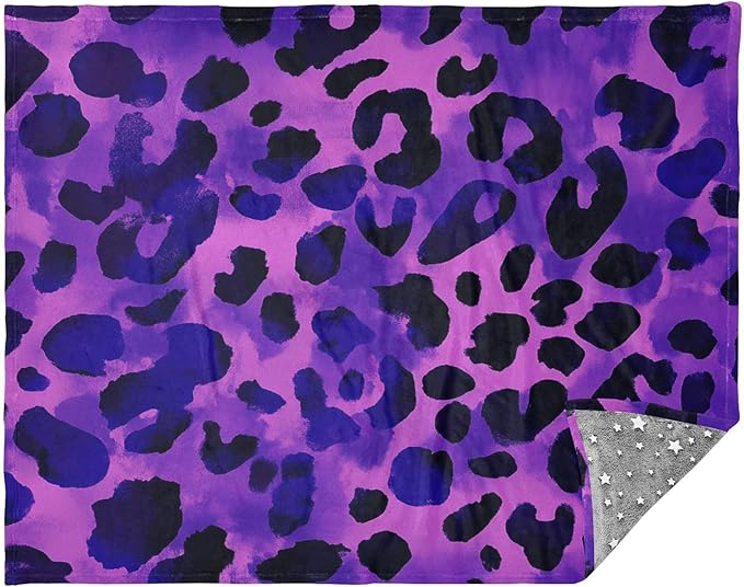 Comfy Throw Blanket Purple Black Leopard Teen Throw Blanket 50x70