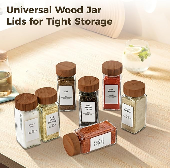 1.61 Inches Inner Diameter Jar Lids 40 Pcs Wood Jar Lids Airtight Spice Jars Lids for 4 Oz and 8 Oz Spice Jars Nice Sealing Kitchen Jars Reusable Can Wooden Lids