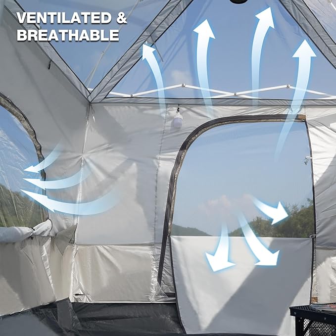 REDCAMP Canopy Camping Tent for Pop Up Canopy Tent Inner Tent Converts Straight Leg 10'x10' or 10'x20' Canopy into Camping Tent Fits 4-6 Person(Frame/Shelter NOT Included)